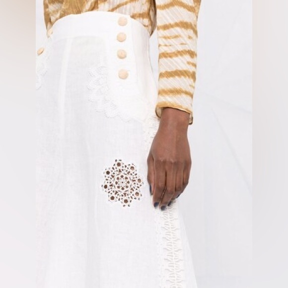 ZIMMERMANN Rhythmic Lace-Appliqué Culottes Linen-Voile Zimmermann Size 2 - Picture 7 of 15